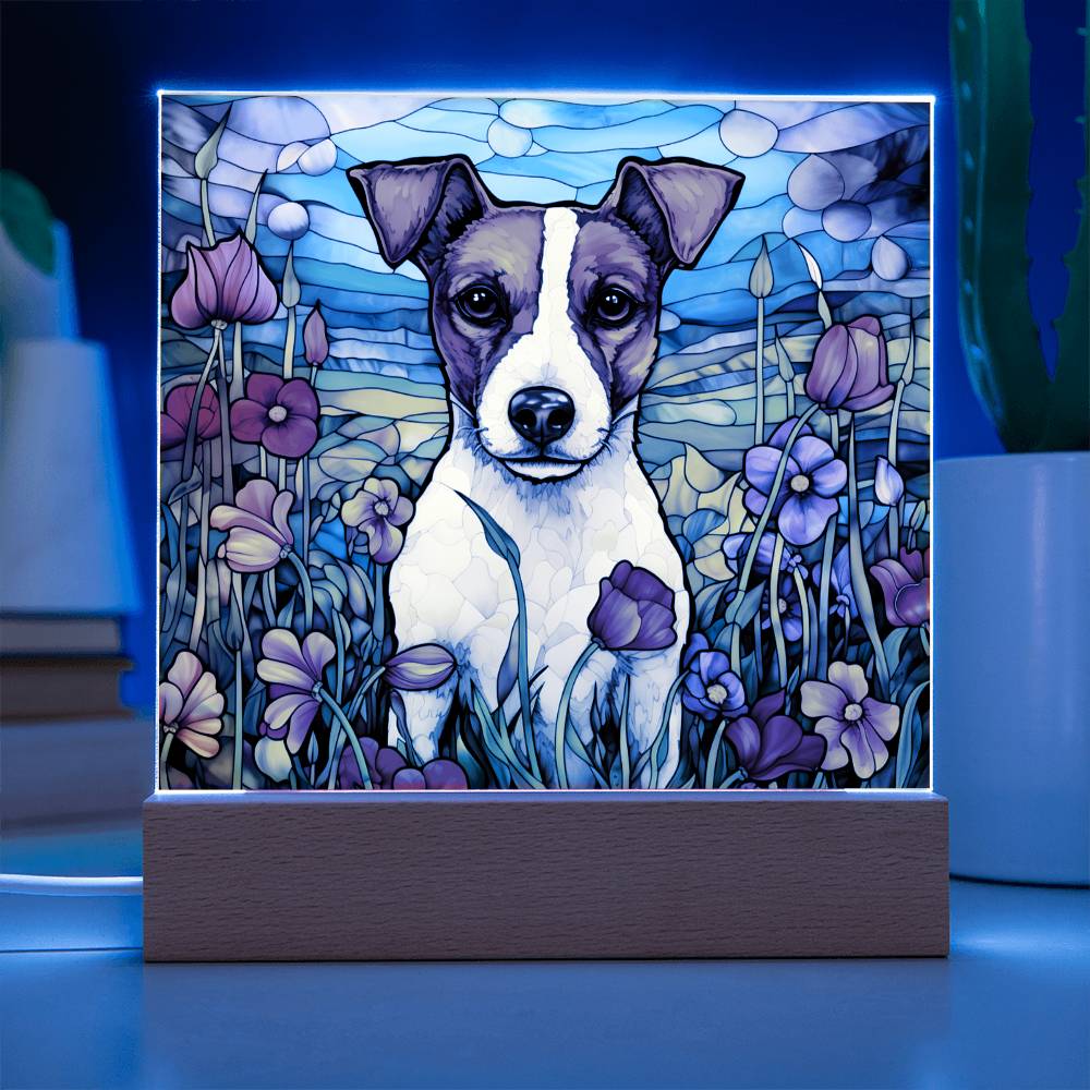 Jack Russell Faux Stained Glass Acrylic Plaque Gift for Dog Person Decoration Gift - Acrylic Square Plaque