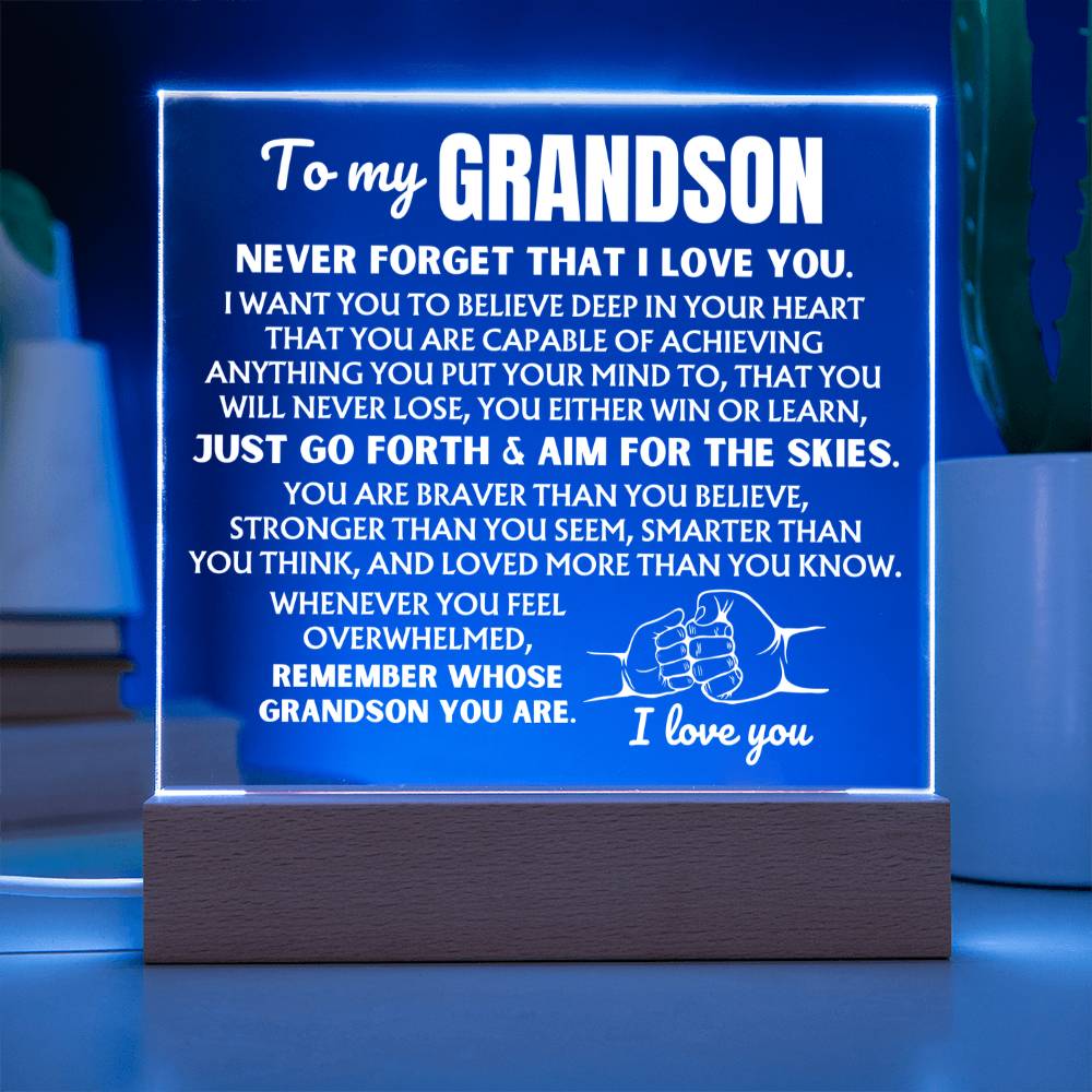 To My Grandson - Remember Whose Grandson You Are - Acrylic Square Plaque