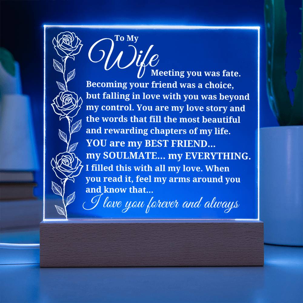 To My Wife - Feel My Arms Around You And Know That - Acrylic Square Plaque
