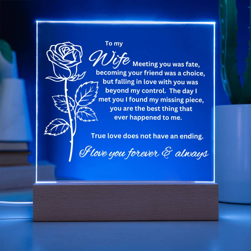 To My Wife - Meeting You Was Fate - Acrylic Square Plaque