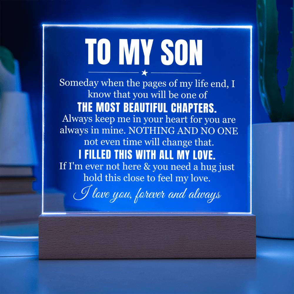 To My Son - Hold This Close To Feel My Heart - Acrylic Square Plaque