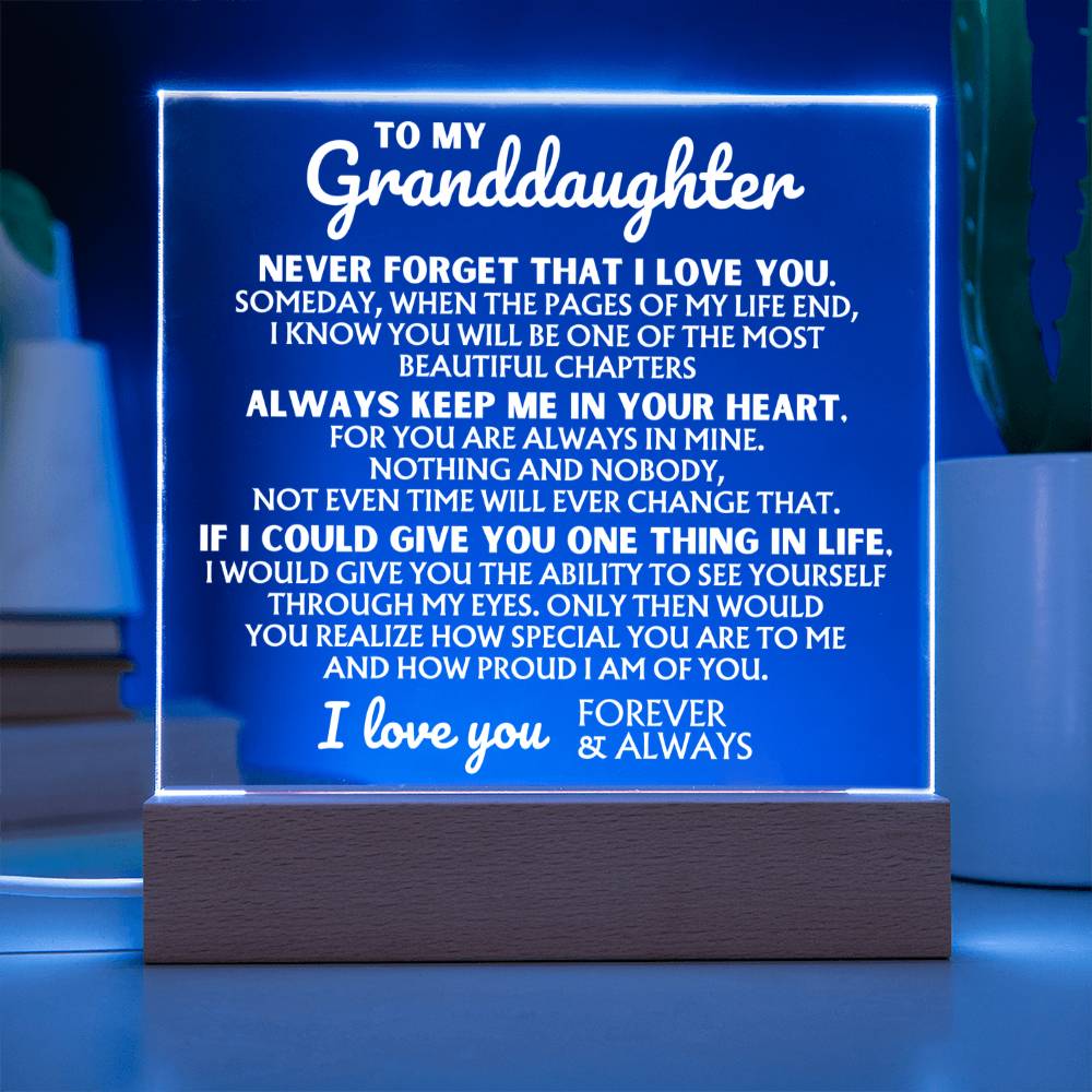 To My Granddaughter - The Most Beautiful Chapters - Acrylic Square Plaque Lamp