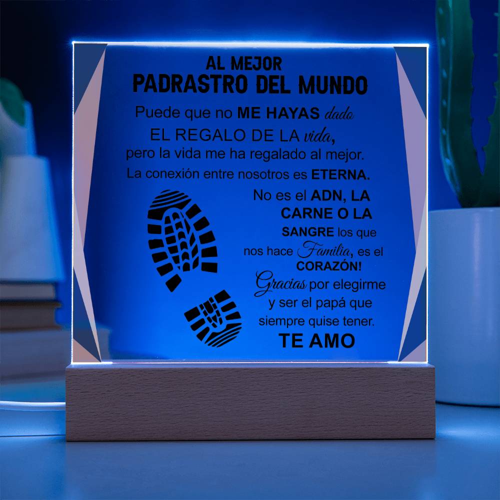 Placa Acrilica Cuadrada - Al Mejor Padrastro del Mundo - Acrylic Square Plaque
