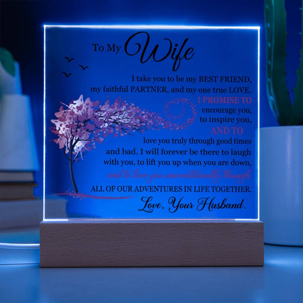 Gift for Wife from Husband - I Take You To Be My Best Friend - Acrylic Square Plaque