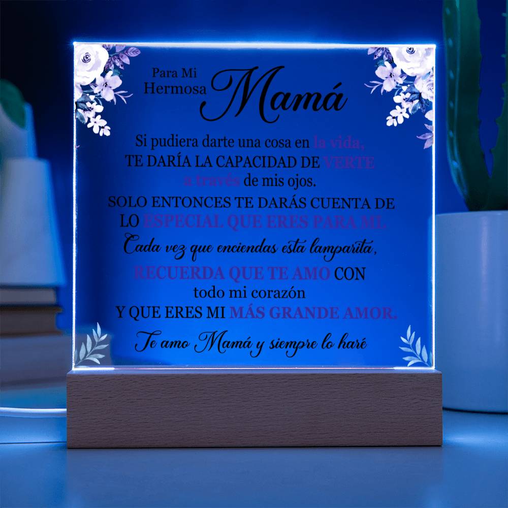 Lampara de Amor para Mamá - Te Amo con Todo mi Corazón - Acrylic Square Plaque