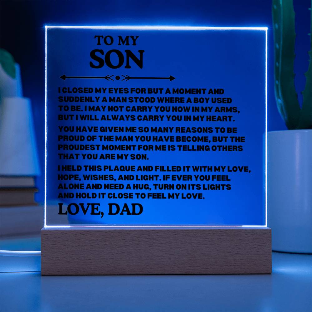 To My Son - Carry You  In  My  Heart - Acrylic Square Plaque