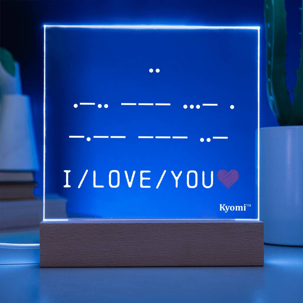 I Love You Morse Code - Acrylic Square Plaque