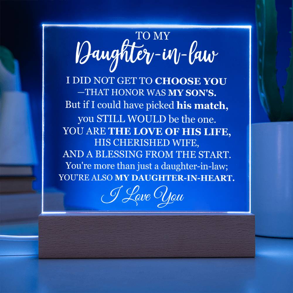 To My Daughter-in-Law - A Blessing From The Start - Acrylic Square Plaque