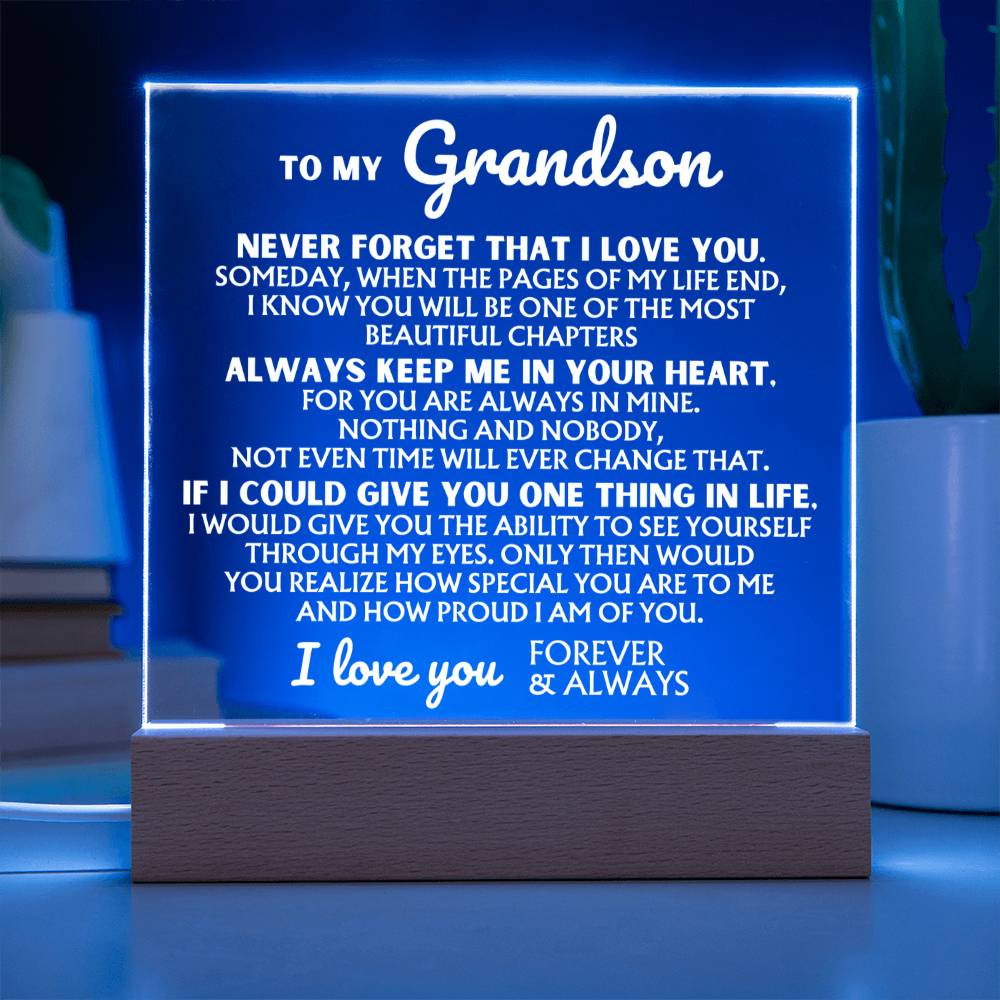 To My Grandson - How Special Your Are To Me - Acrylic Square Plaque