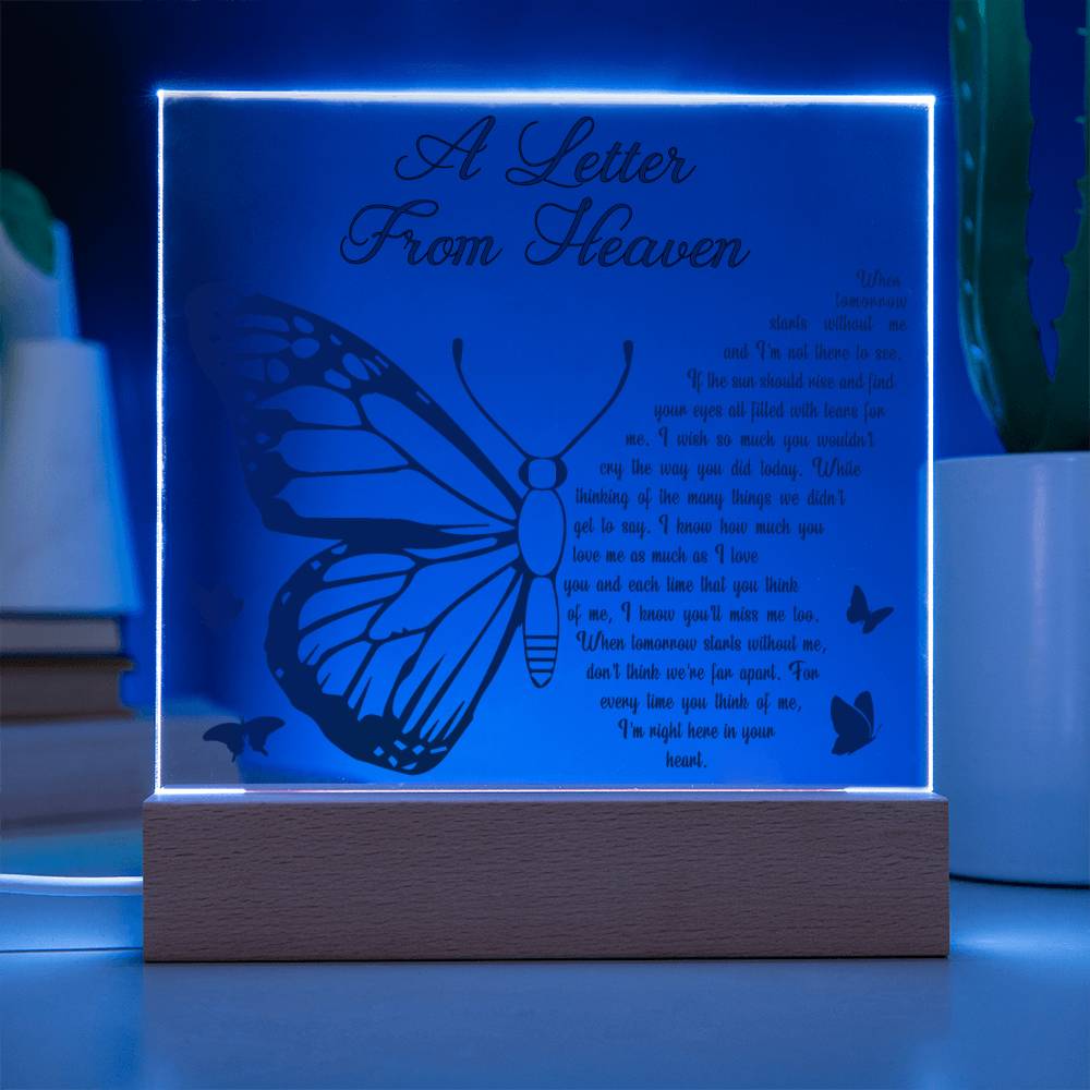 A Letter From Heaven Memorial Gift- Acrylic Square Plaque