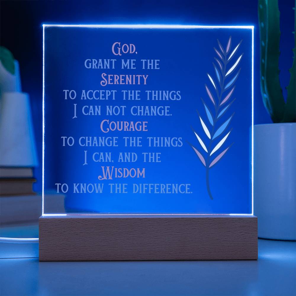 Gift for Friend - In Recovery Serenity Prayer - Acrylic Square Plaque