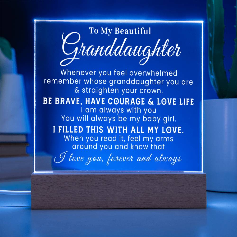 To My Beautiful Granddaughter - All My Love - Acrylic Square Plaque