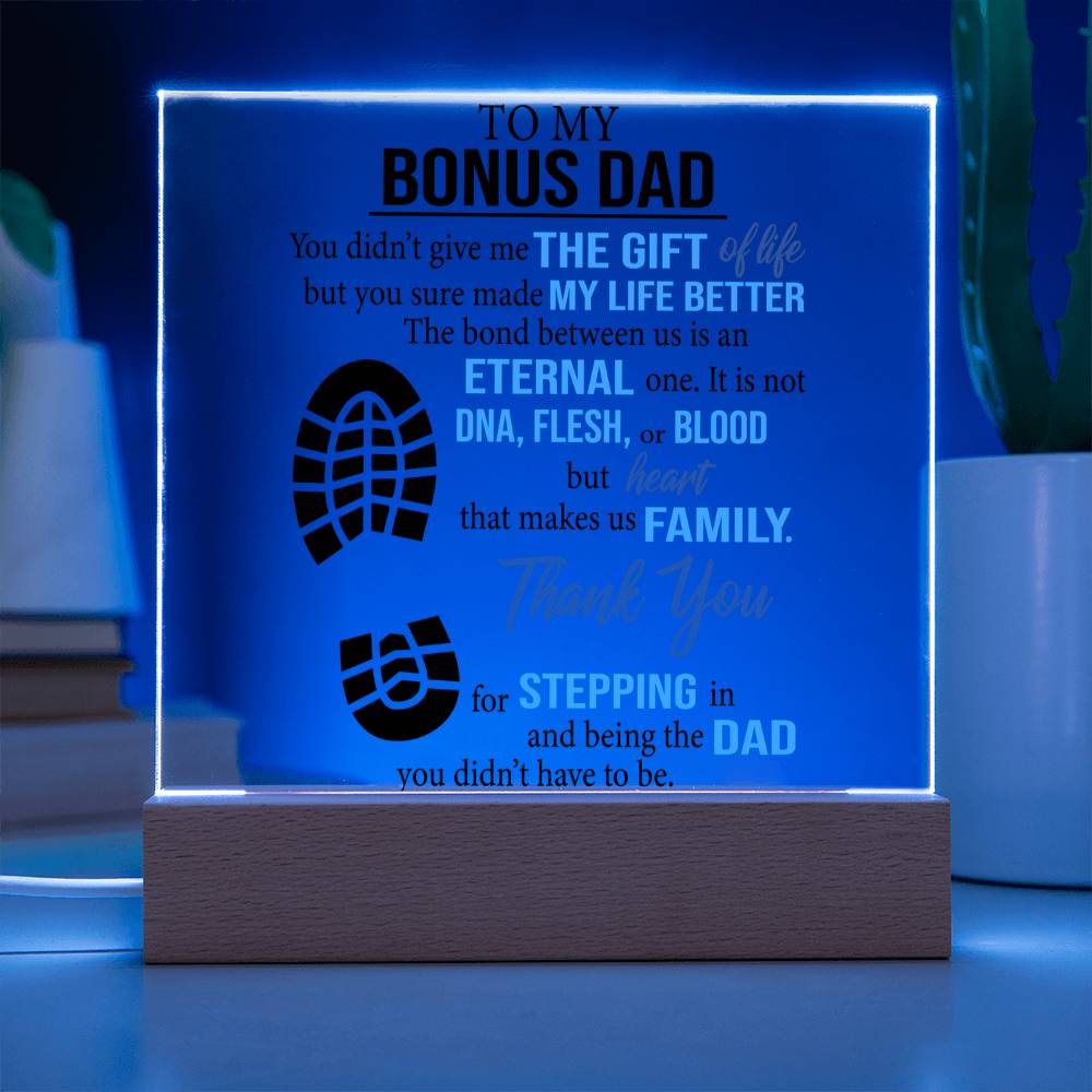Father's Day Gift for Bonus Dad - Heart That Make Us Family - Acrylic Square Plaque