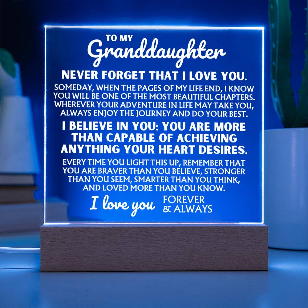 To My Granddaughter - I Believe In You - Acrylic Square Plaque