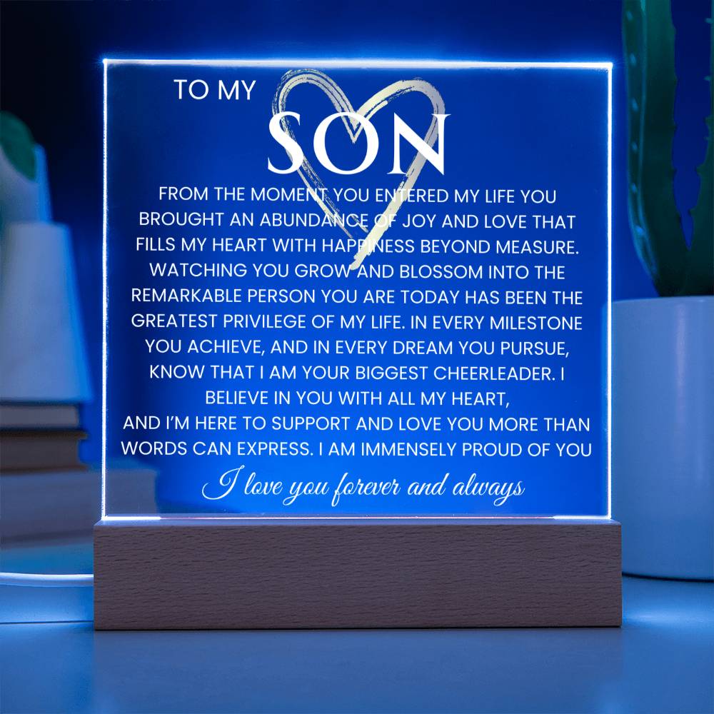 To My Son - Love You More Than Words Can Express - Acrylic Square Plaque