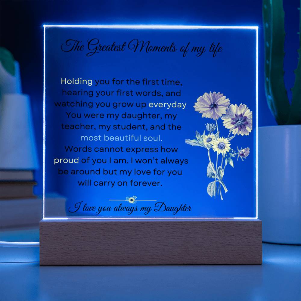 To My Daughter - Most Beautiful Soul - Acrylic Square Plaque