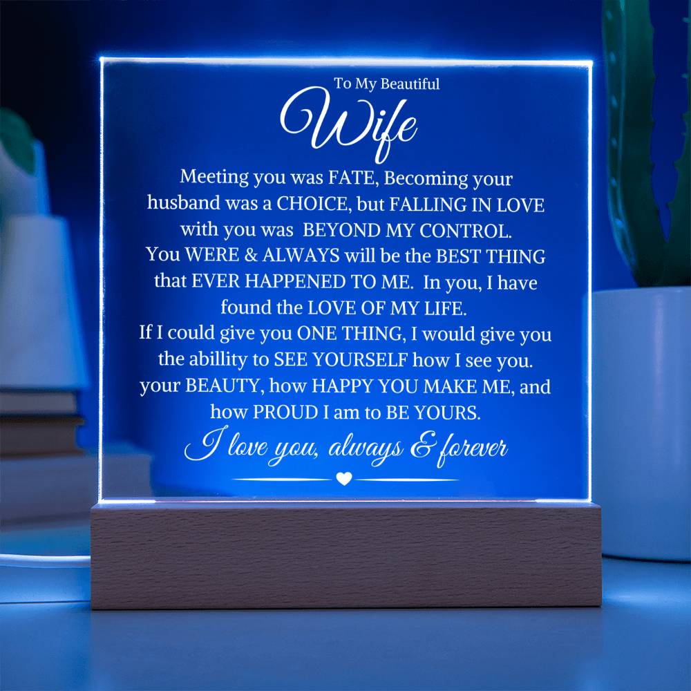 Wife - Beyond My Control - Acrylic Square Plaque