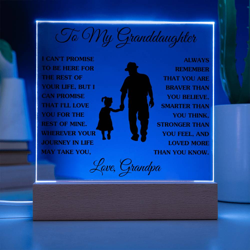 Gift For Granddaughter - Loved More Than You Know- Love Grandpa - Acrylic Square Plaque