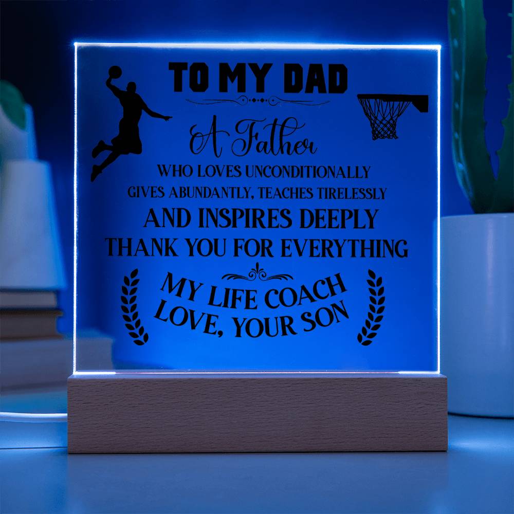 Gift For Dad - Basketball Dad - Acrylic Square Plaque