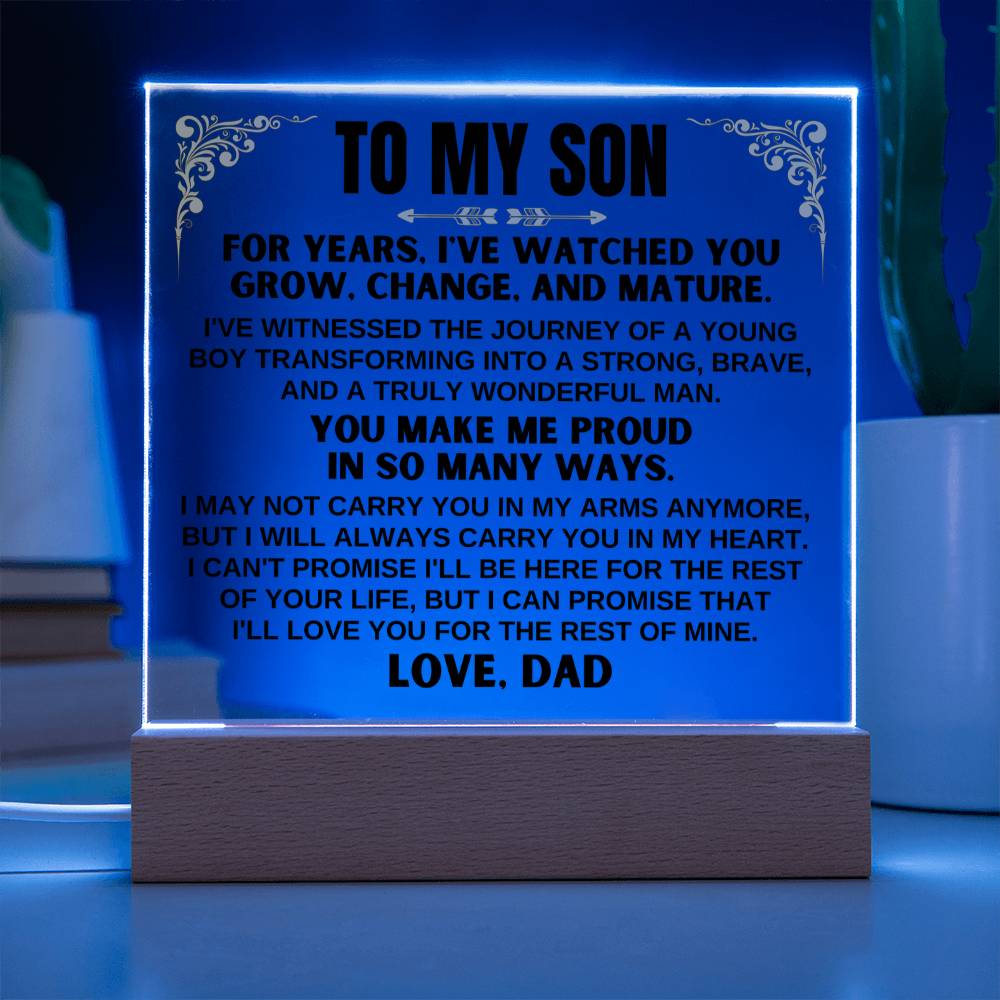 Unique Gift for Son from Dad - You Make Me Proud - Acrylic Square Plaque