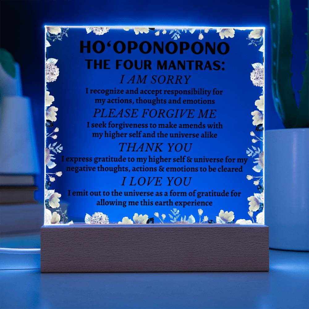 Ho'oponopono Floral - Please Forgive Me - Acrylic Square Plaque