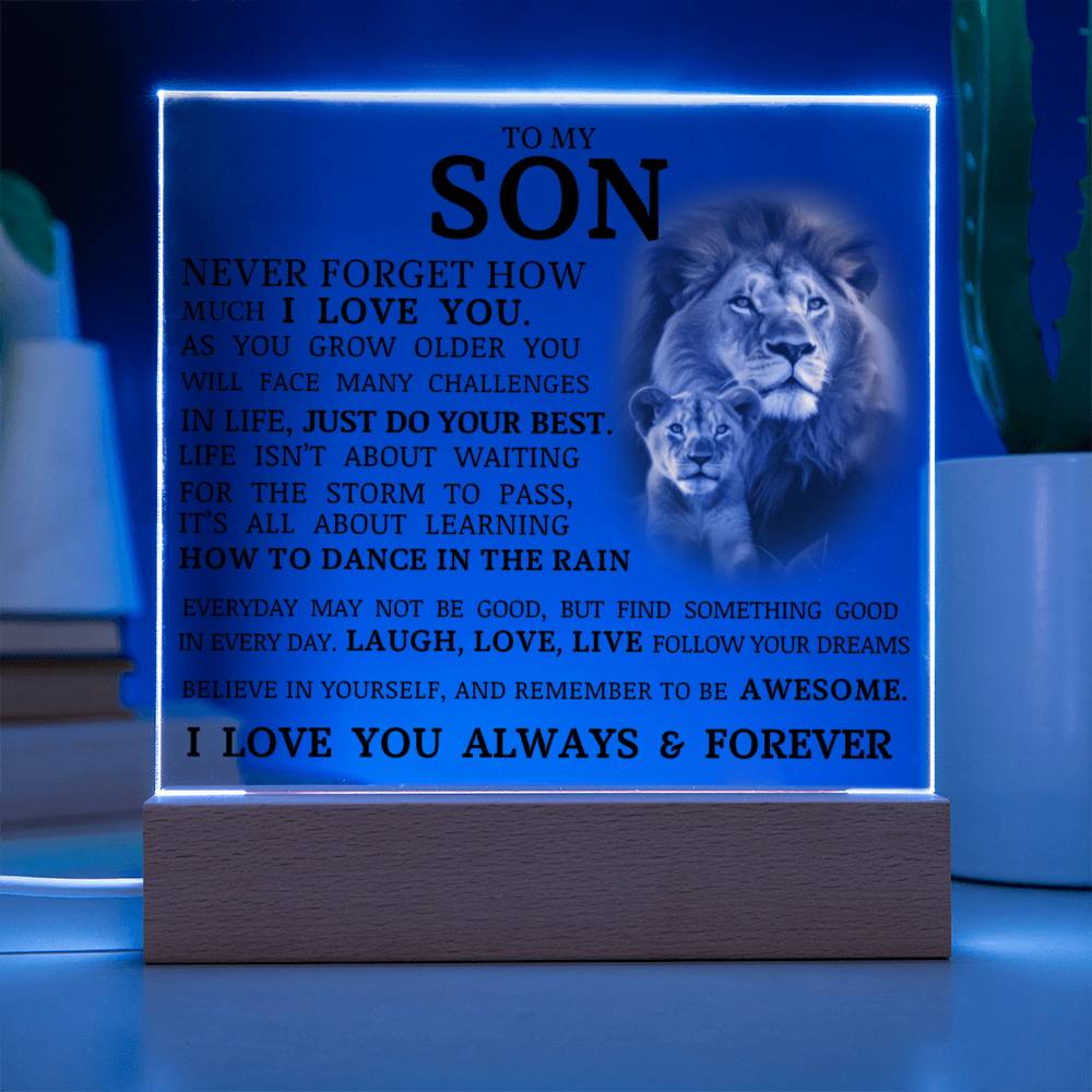 To My Son - Learning How To Dance In The Rain - Acrylic Square Plaque