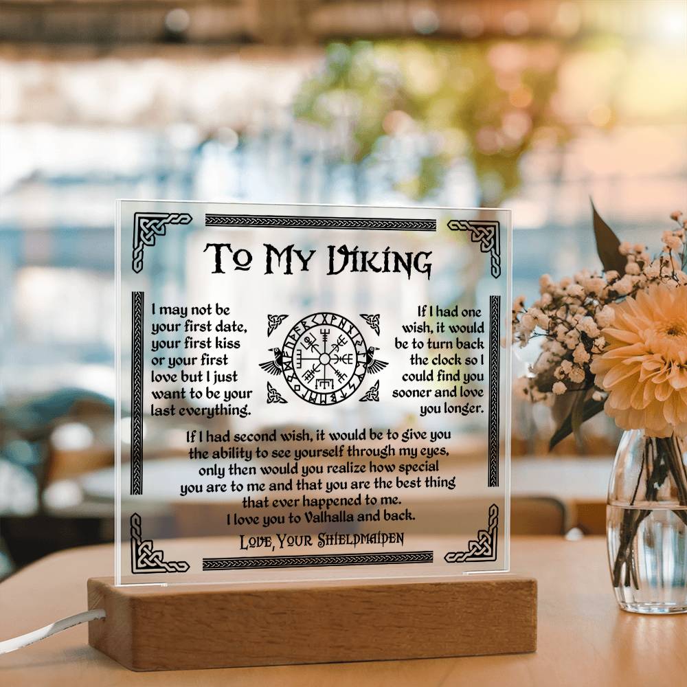 To My Viking - I Love You To Valhalla And Back - Acrylic Square Plaque