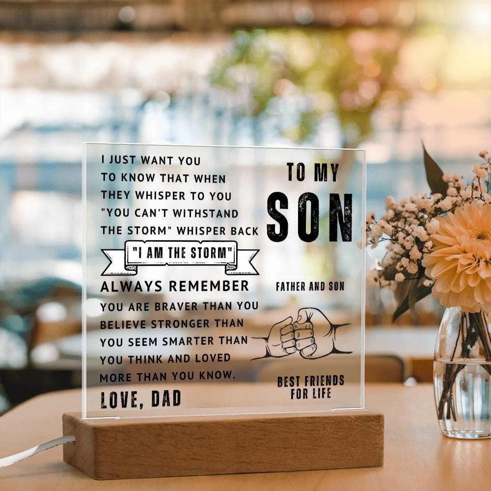 To My Son - I Am The Storm - Acrylic Square Plaque