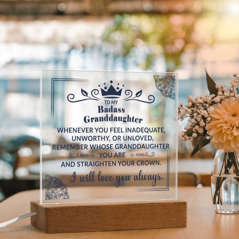 Keepsake for Granddaughter Plaque - Remember Whose You Are - Acrylic Square Plaque