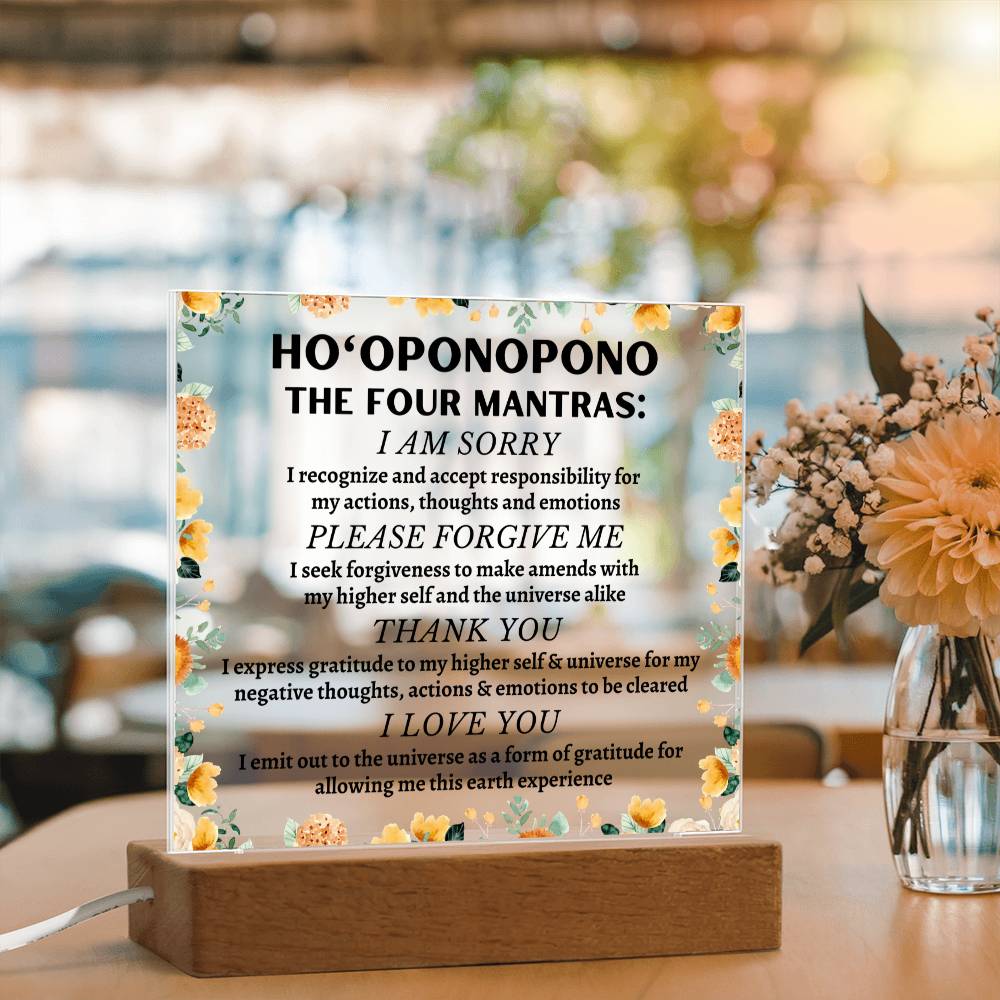 Ho'oponopono Floral - Please Forgive Me - Acrylic Square Plaque