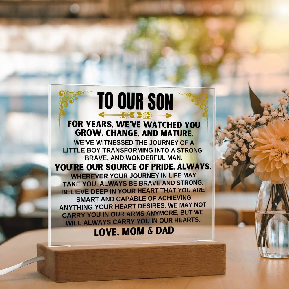 Unique Gift for Son from Mom & Dad - Wonderful Man - Acrylic Square Plaque