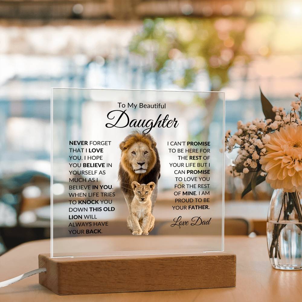 To My Beautiful Daughter - This Old Lion Always Have Your Back - Acrylic Square Plaque