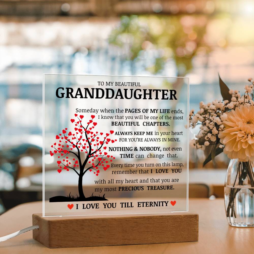 To My Beautiful Granddaughter - Pages Of My Life - Acrylic Square Plaque