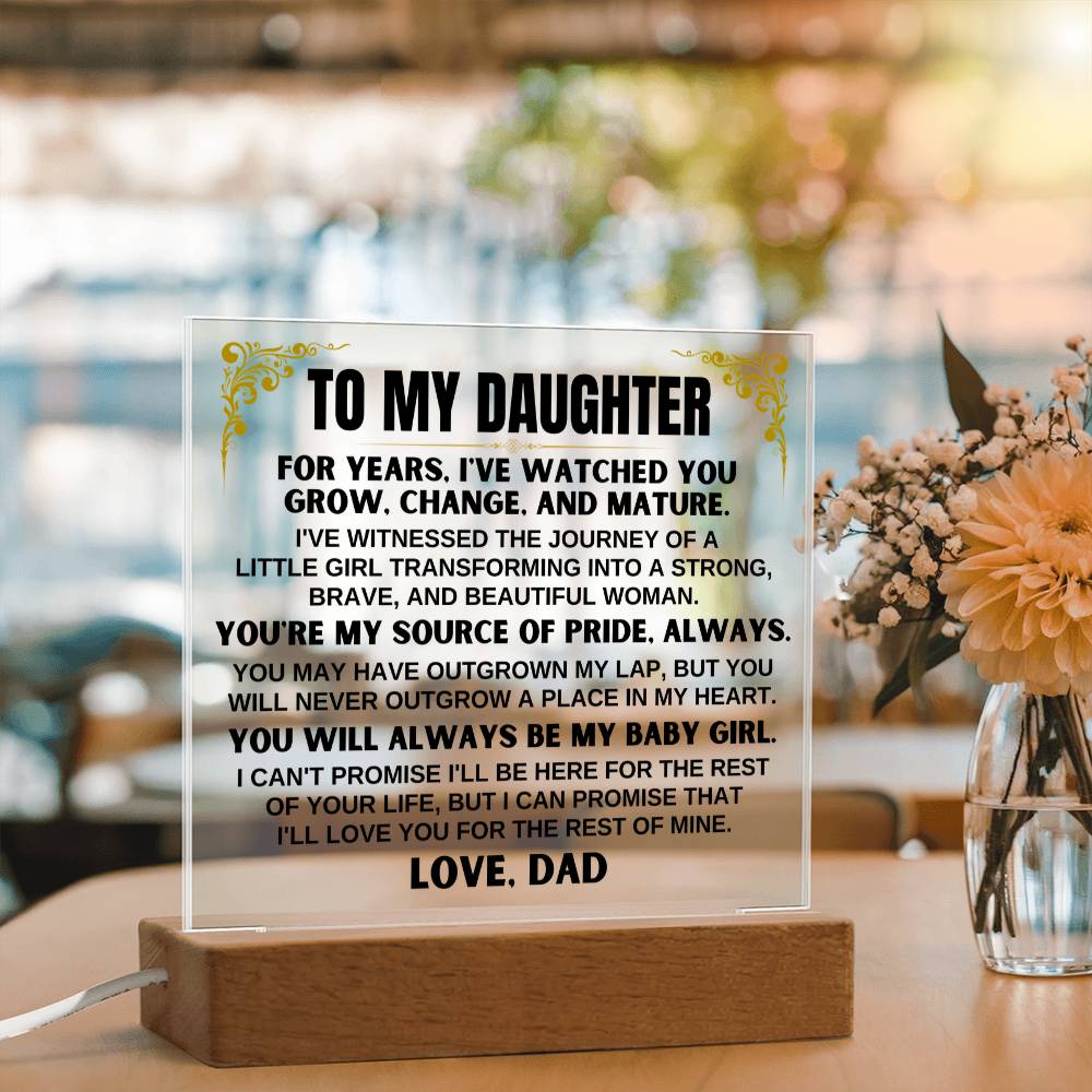 Unique Gift for Daughter from Dad - You're My Source Of Pride - Acrylic Square Plaque