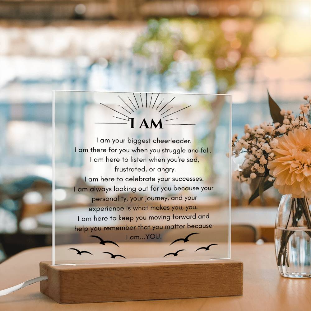 A Note To Self - I AM - Acrylic Square Plaque
