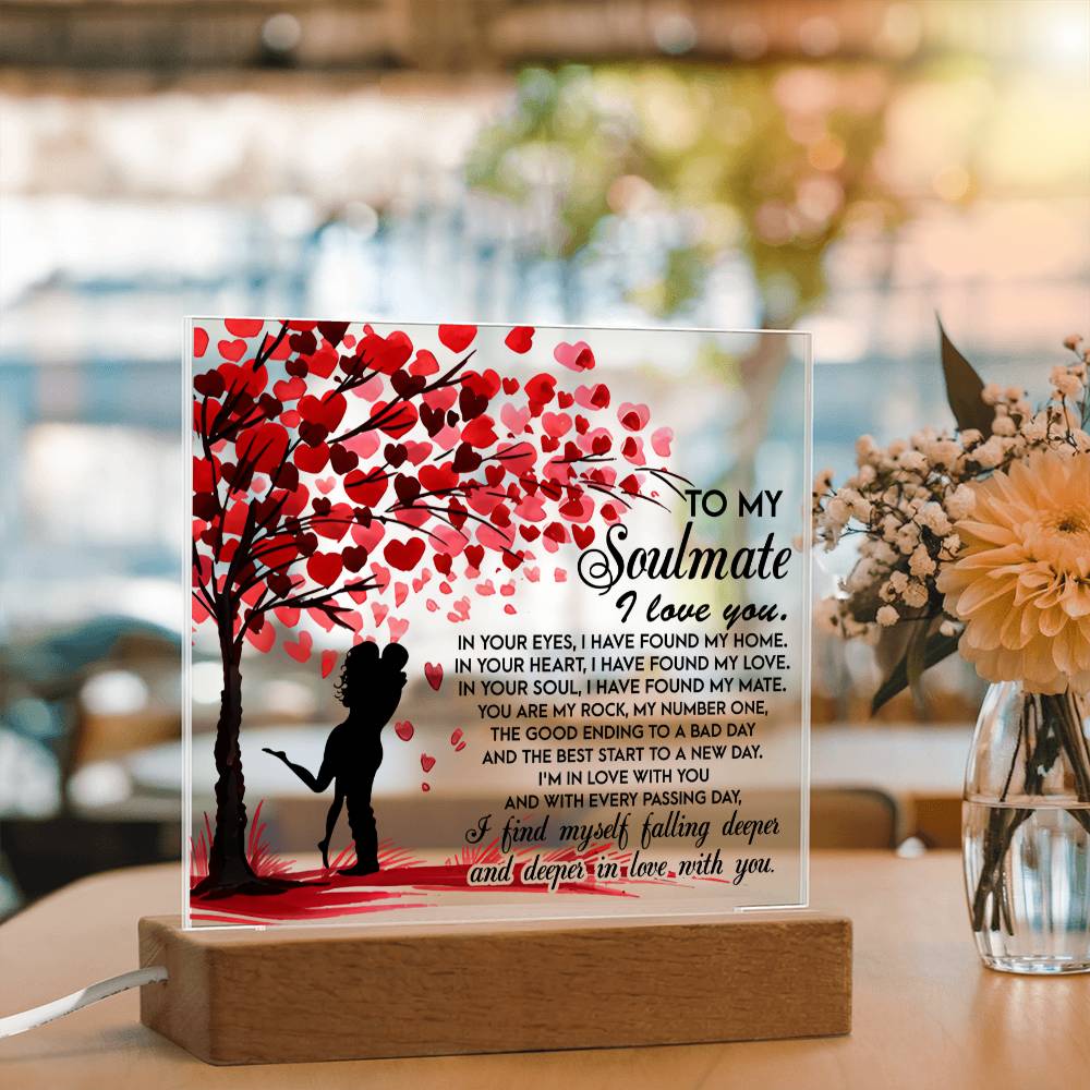 Deeper In Love - Acrylic Display Centerpiece For Soulmate - Acrylic Square Plaque