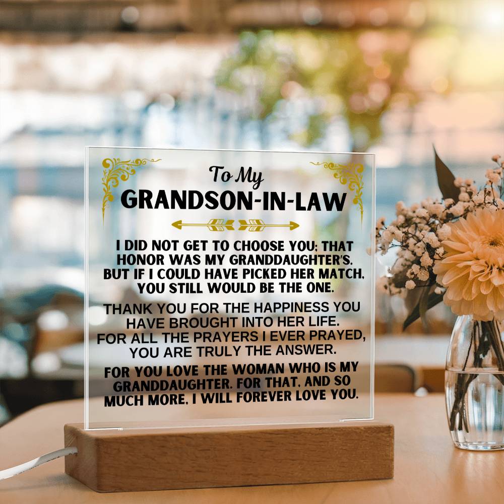 To My Grandson-in-Law - You Are Truly Annswer - Acrylic Square Plaque