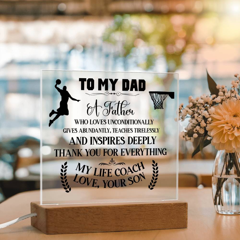 Gift For Dad - Basketball Dad - Acrylic Square Plaque