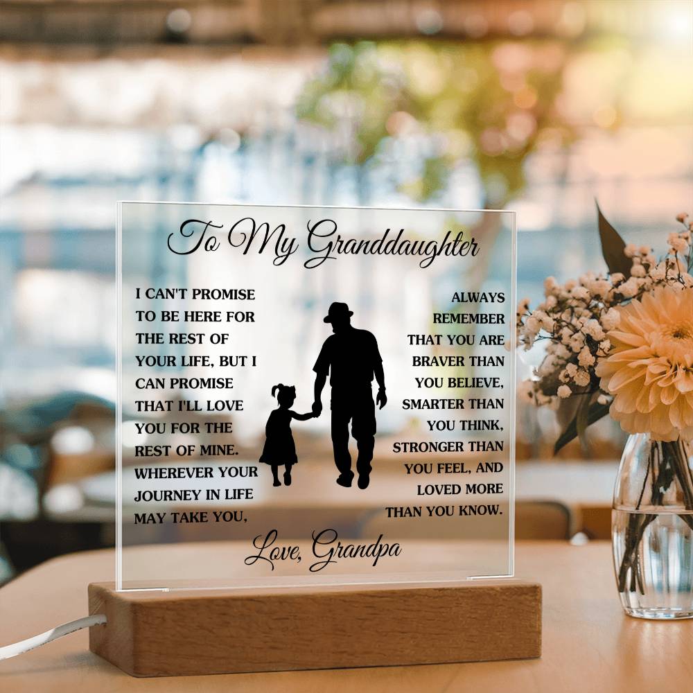 Gift For Granddaughter - Loved More Than You Know- Love Grandpa - Acrylic Square Plaque
