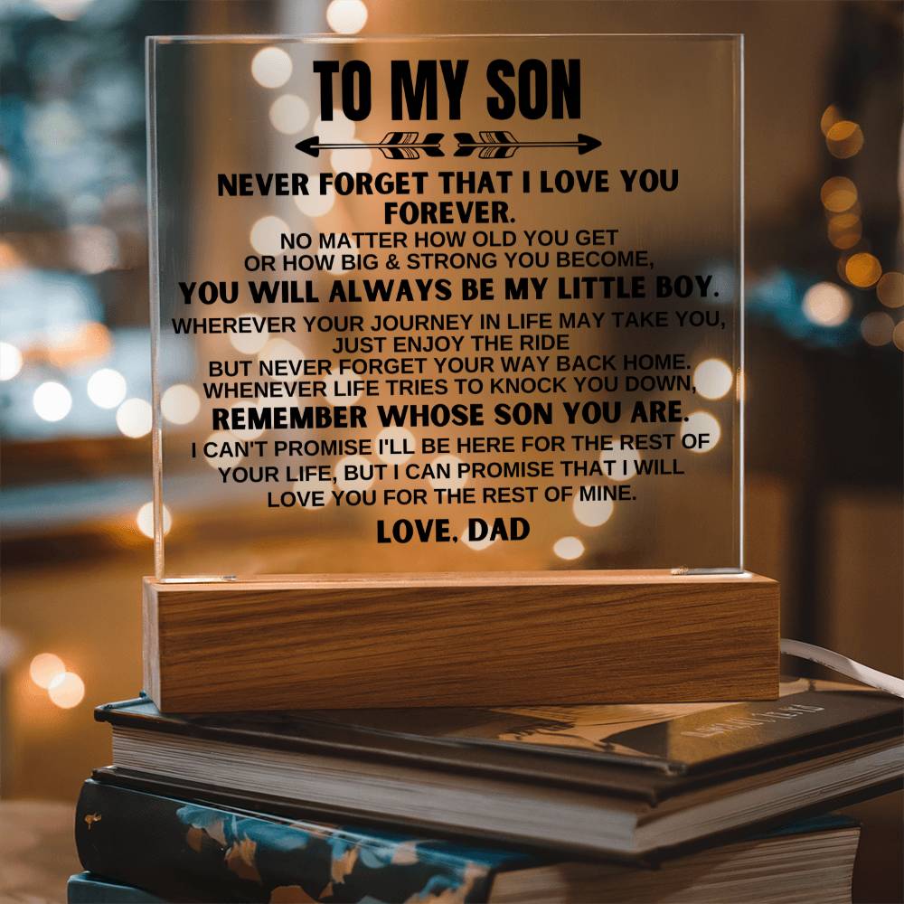To My Son - Always Be My Little Boy - Acrylic Square Plaque