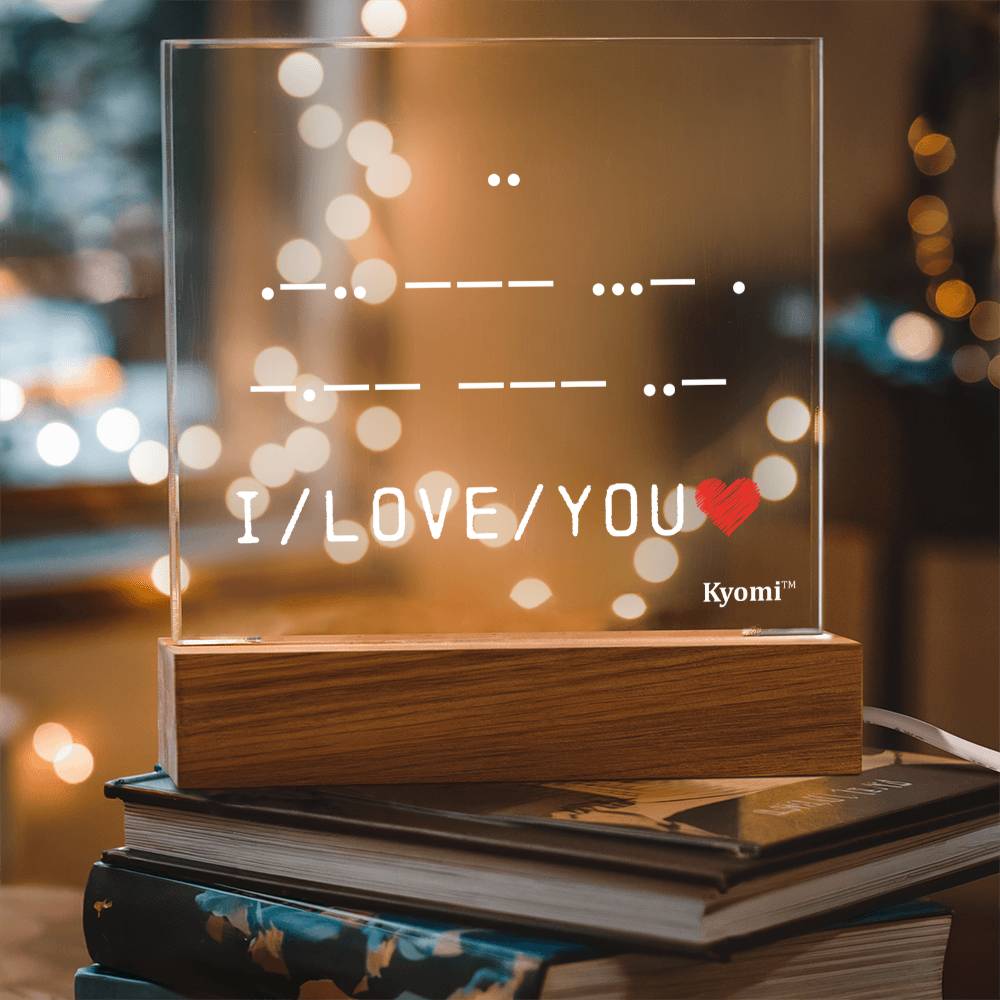 I Love You Morse Code - Acrylic Square Plaque