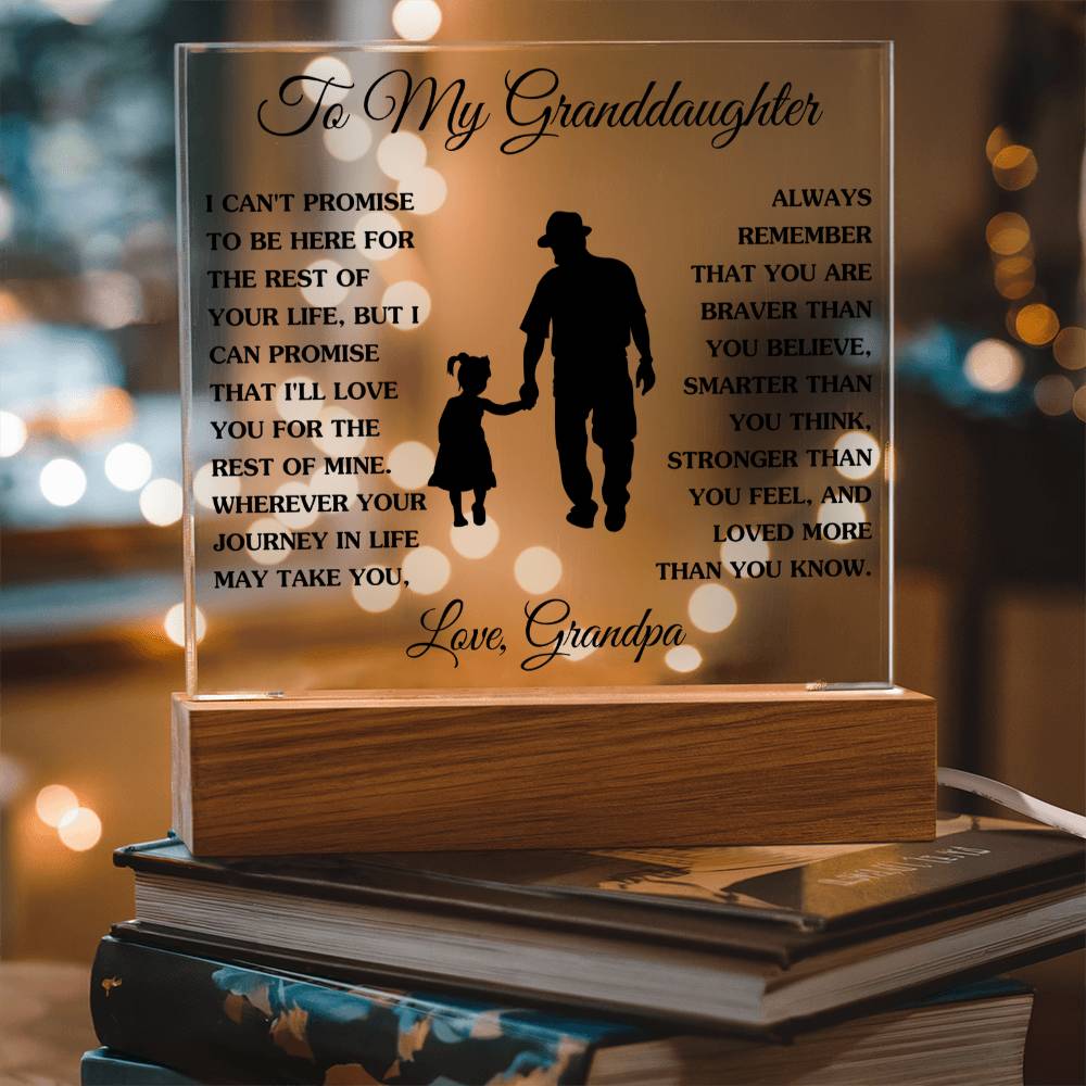 Gift For Granddaughter - Loved More Than You Know- Love Grandpa - Acrylic Square Plaque