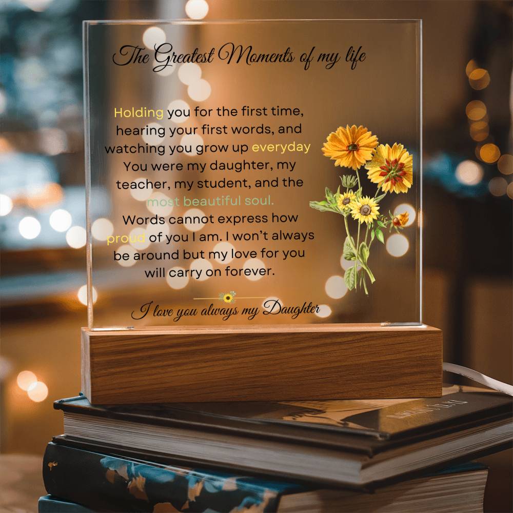To My Daughter - Most Beautiful Soul - Acrylic Square Plaque