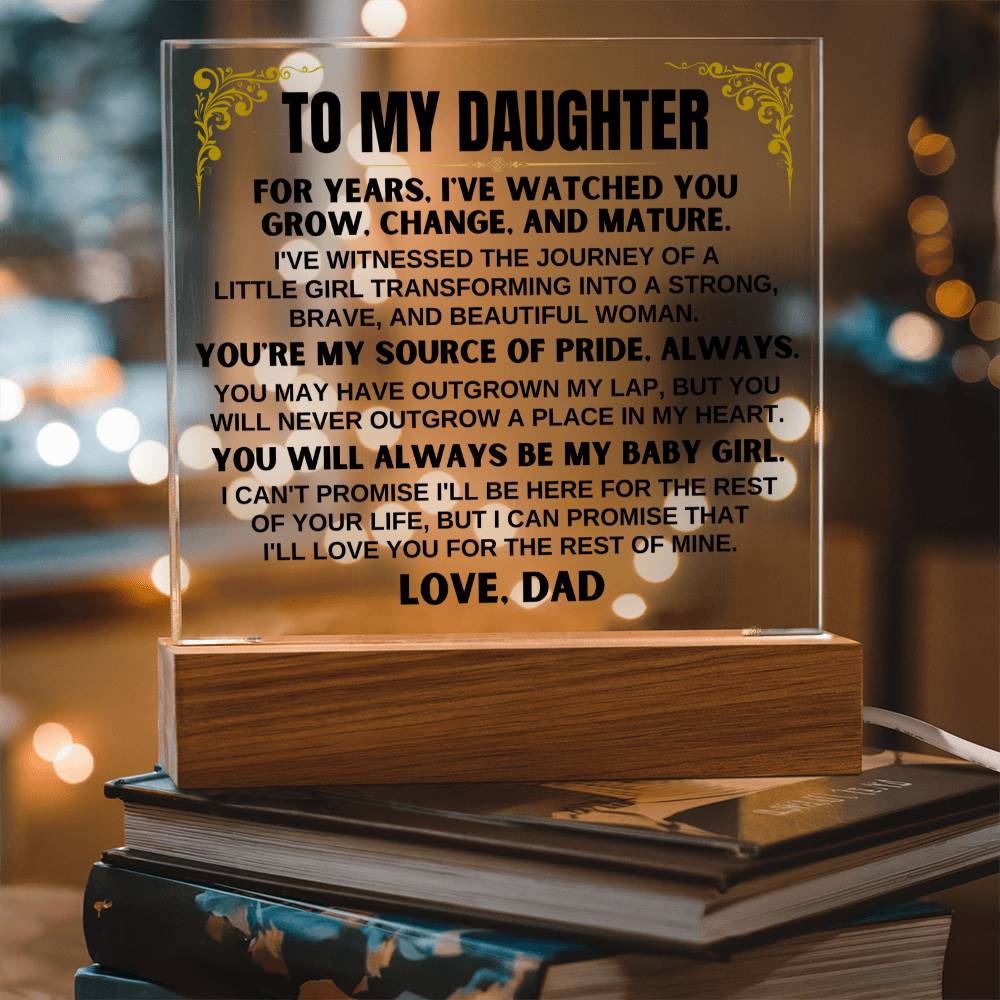 Unique Gift for Daughter from Dad - You're My Source Of Pride - Acrylic Square Plaque