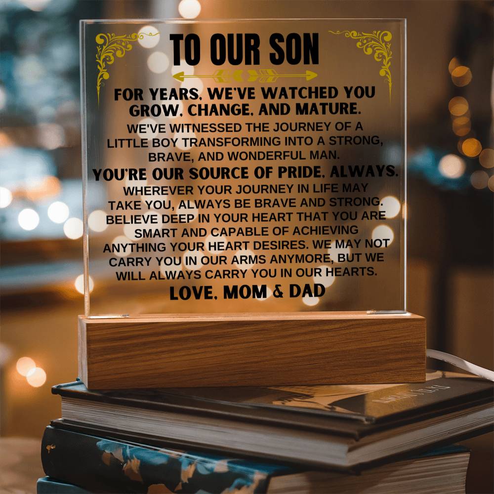Unique Gift for Son from Mom & Dad - Wonderful Man - Acrylic Square Plaque