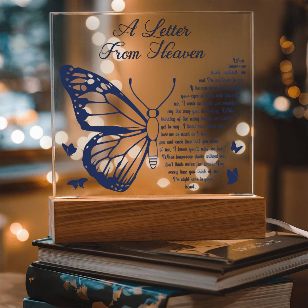 A Letter From Heaven Memorial Gift- Acrylic Square Plaque