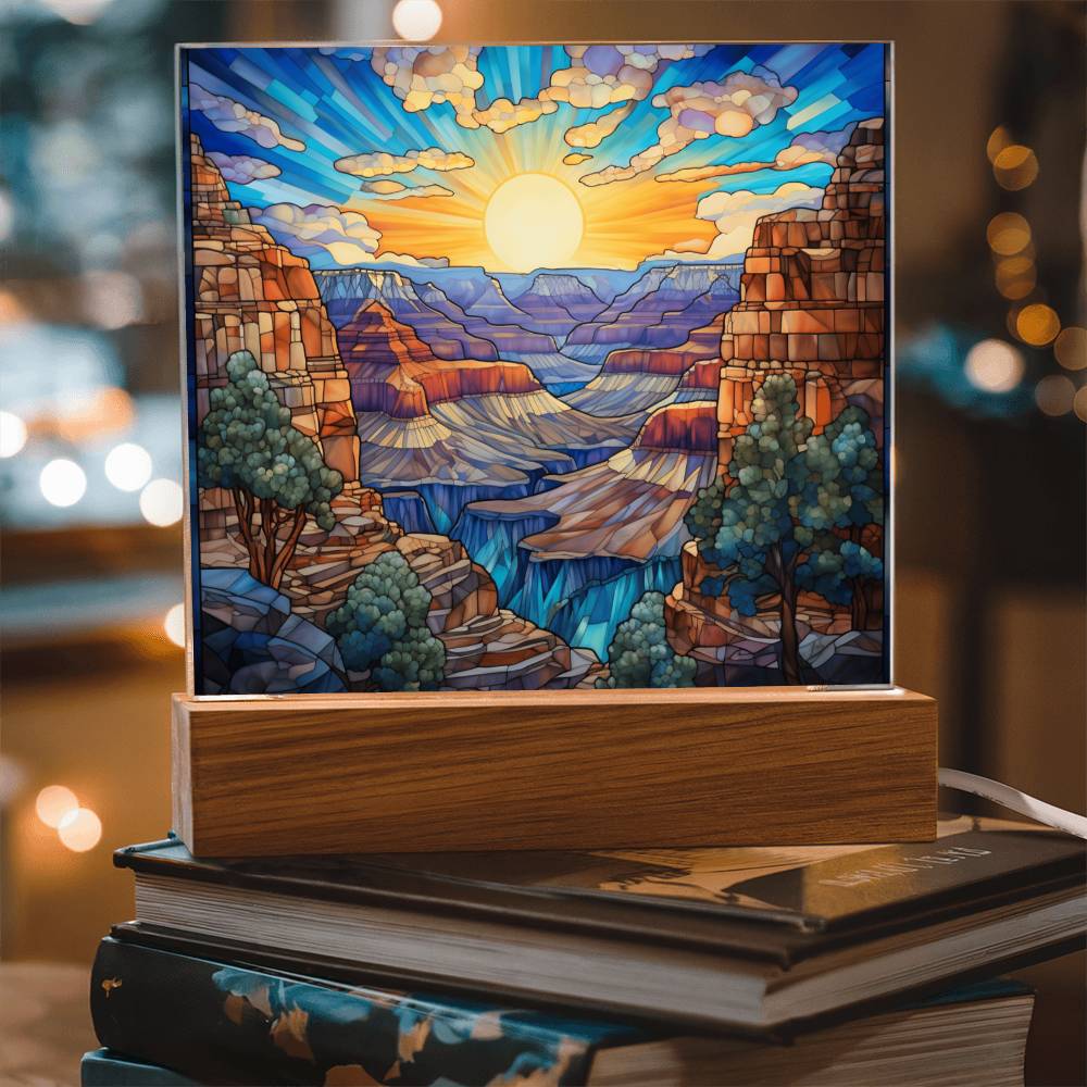 Grand Canyon Faux Stained Glass For Traveler Decoration Gift - Acrylic Square Plaque