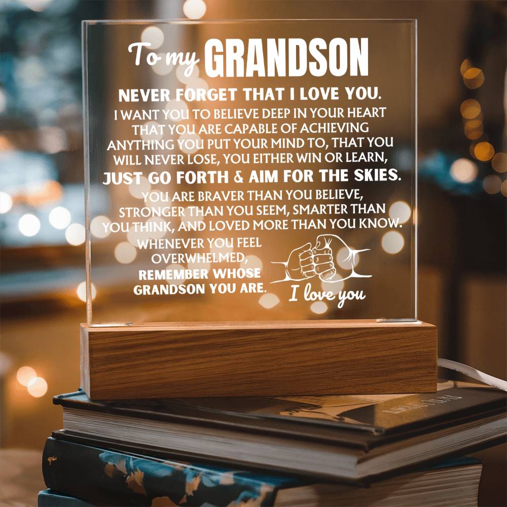 To My Grandson - Remember Whose Grandson You Are - Acrylic Square Plaque