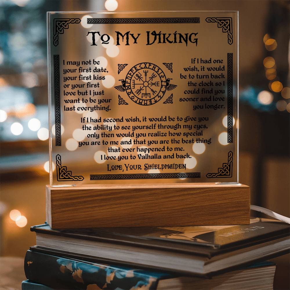 To My Viking - I Love You To Valhalla And Back - Acrylic Square Plaque