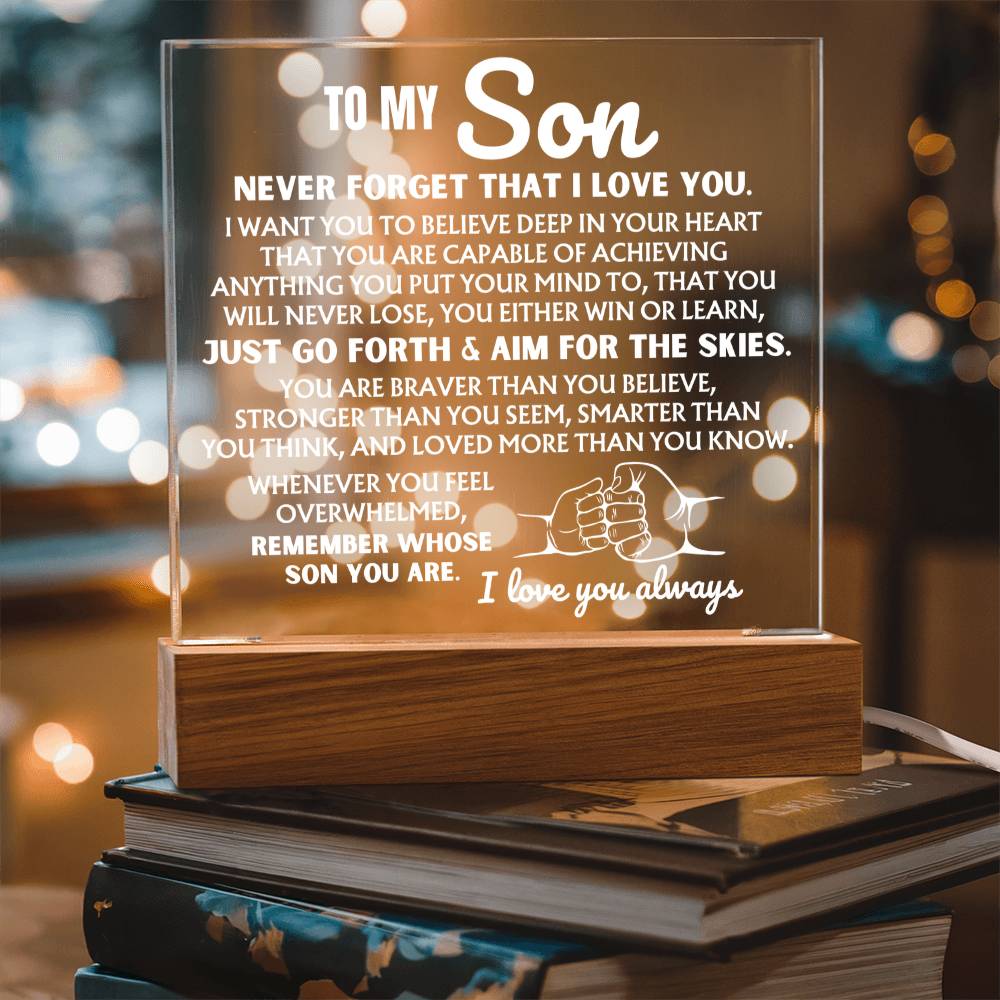 To My Son - You Are Capable Of Achieving Anything - Acrylic Square Plaque
